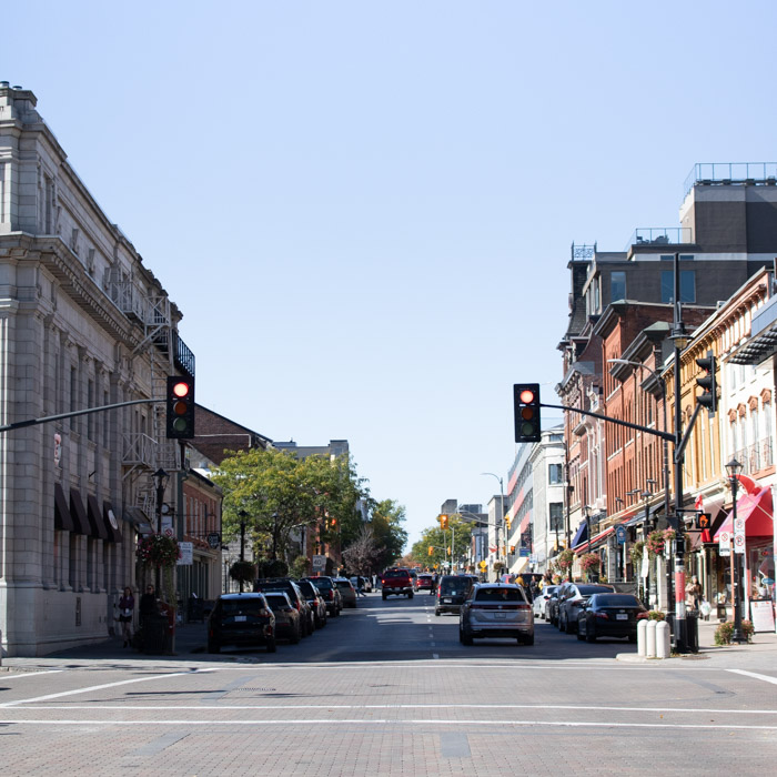 Street in Downtown Kingston showing local small businesses